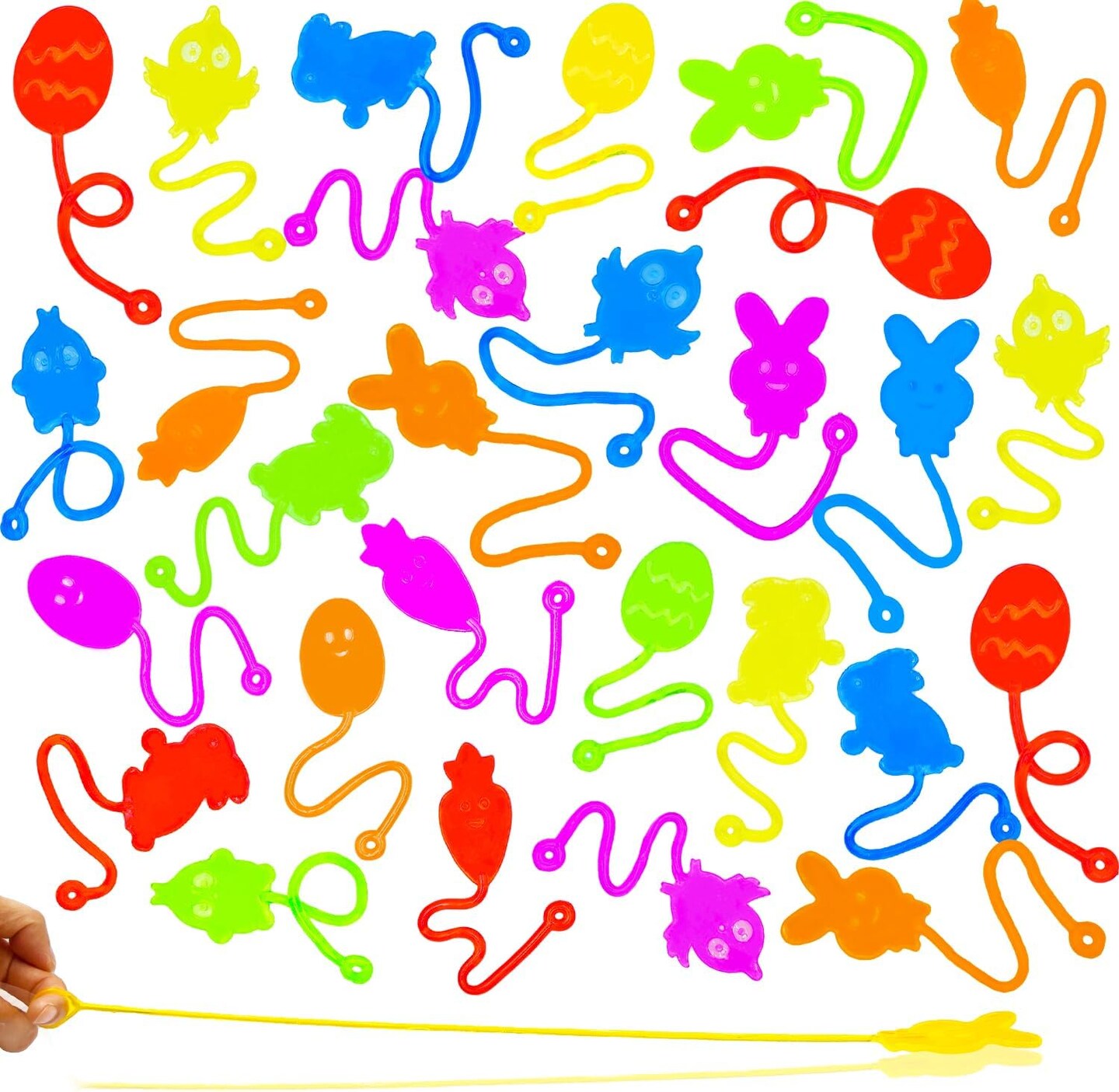 36 Pack Easter Sticky Hands Toys, Easter Theme Styles Stretchy Toys Easter Basket Stuffers
