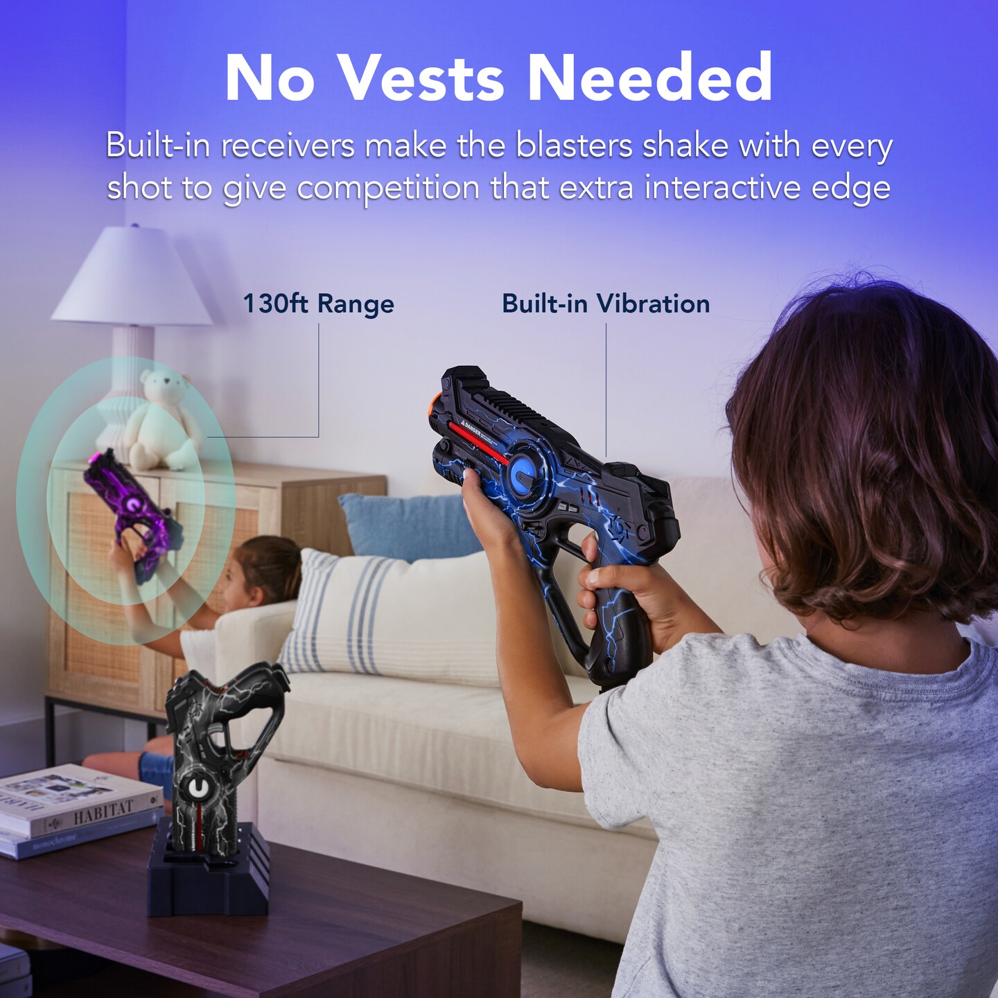 Best Choice Products Set of 4 Rechargeable Laser Tag Blasters, No Vests Needed w/ Docking Station, 4 Settings