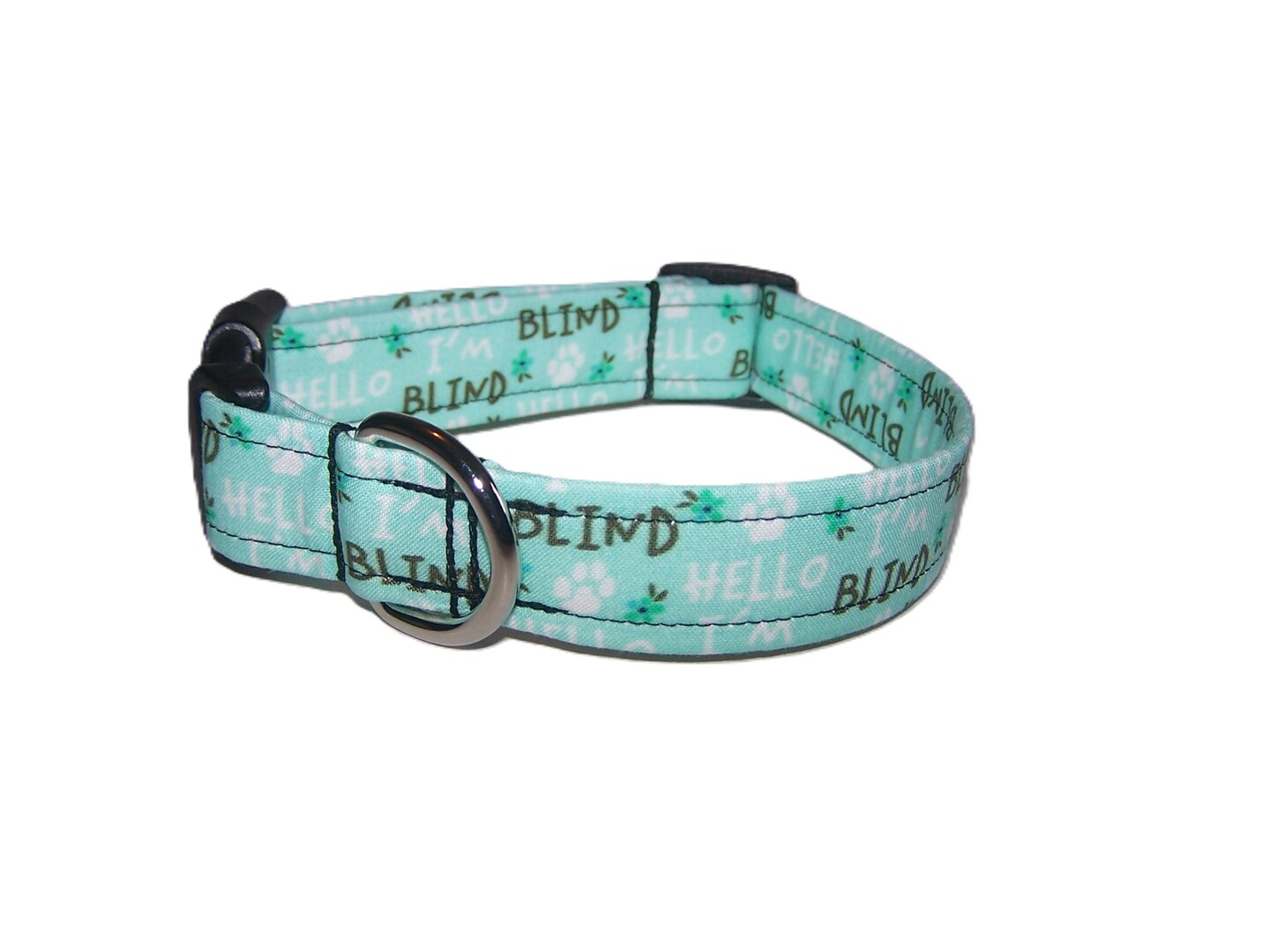 Wet Nose Designs Im Blind Dog Collar on Mint Green Special Needs Vision ...