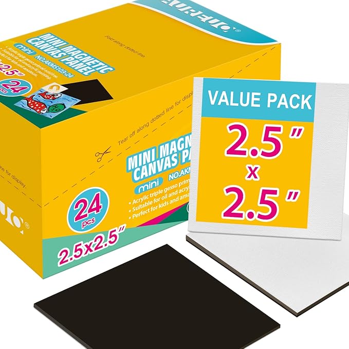 Mini Magnetic Canvas Panel 2.5x2.5 Inch / 24 Pack