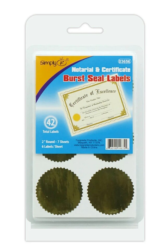 Gold Seal Stickers 2 Inch – 42 Pack Large Award Stickers for Teachers, Classroom Rewards, Certificates, Scrapbooking & Crafts
