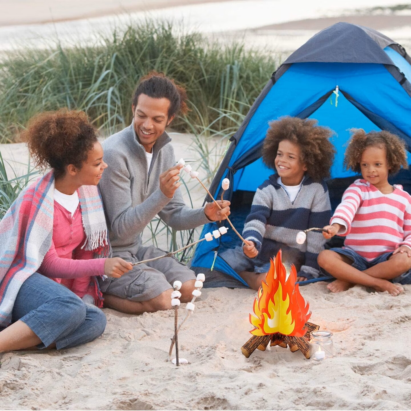 3D Cardboard Bonfire Craft Decoration 16"x13" – DIY Campfire Centerpiece for Classroom, Camping Theme, Kids Crafts & Party Decor