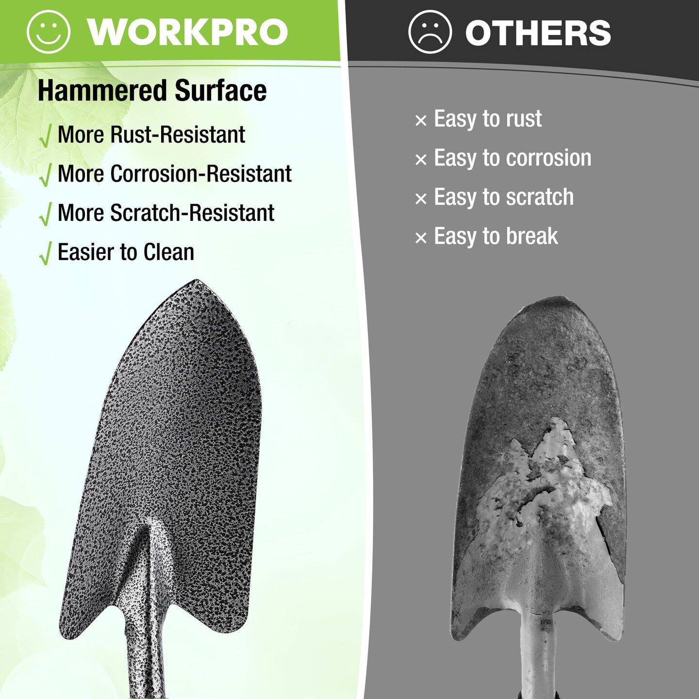 6-Piece Garden Tool Set, Heavy Duty Gardening Hand Tools with Soft Rubber Handle, Including Trowel, Rakes, 2-in-1 Hoe and Crack Weeder, Ideal Gardening Gifts for Men and Women