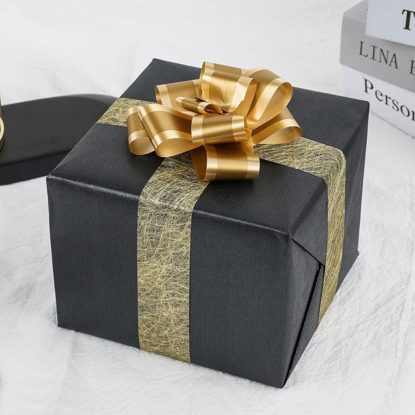 Matte Carbon Black Wrapping Paper Roll – Pearly-Lustre Solid Color Gift Wrap (17 in x 32.8 ft) for Weddings, Birthdays, Christmas, Baby Showers & DIY Bouquet Packaging