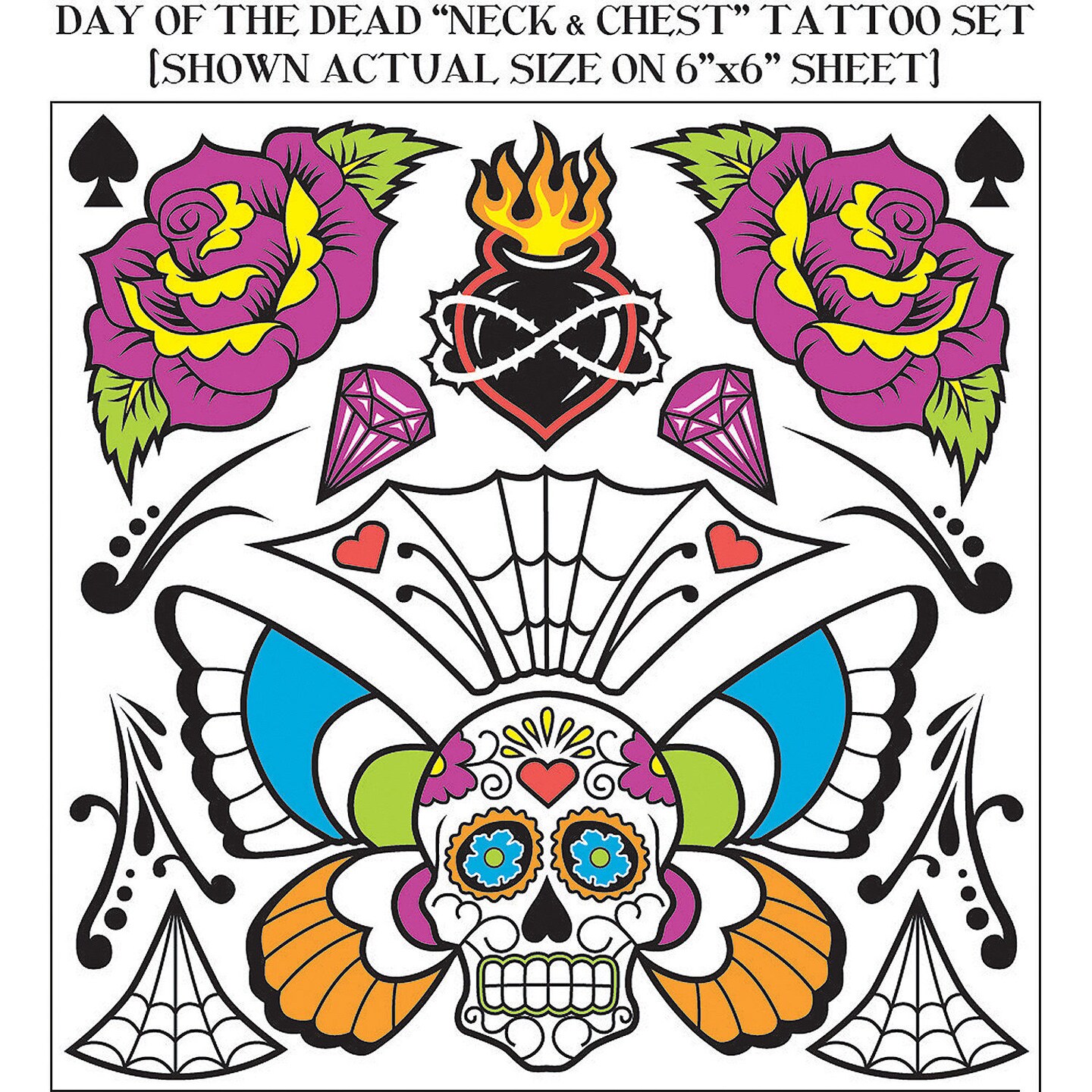Day Of The Dead Body Tattoo 6&#x22; x 6&#x22; Sheet