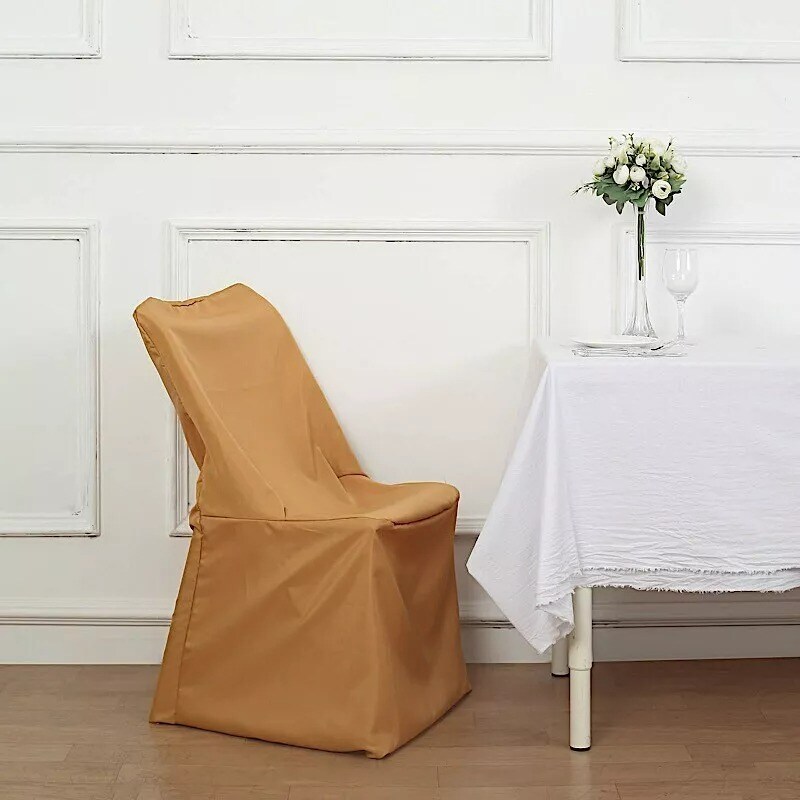 10 pcs Gold LIFETIME Folding CHAIR COVERS Slipcovers Polyester Supplies Event