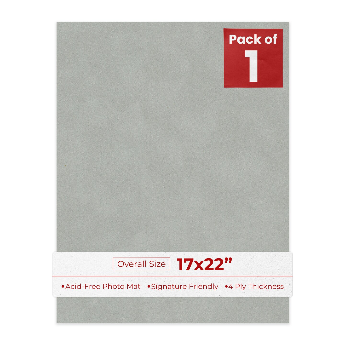 Light Grey Suede 17x22 Uncut Mat Board - Blank Sheets, No Opening