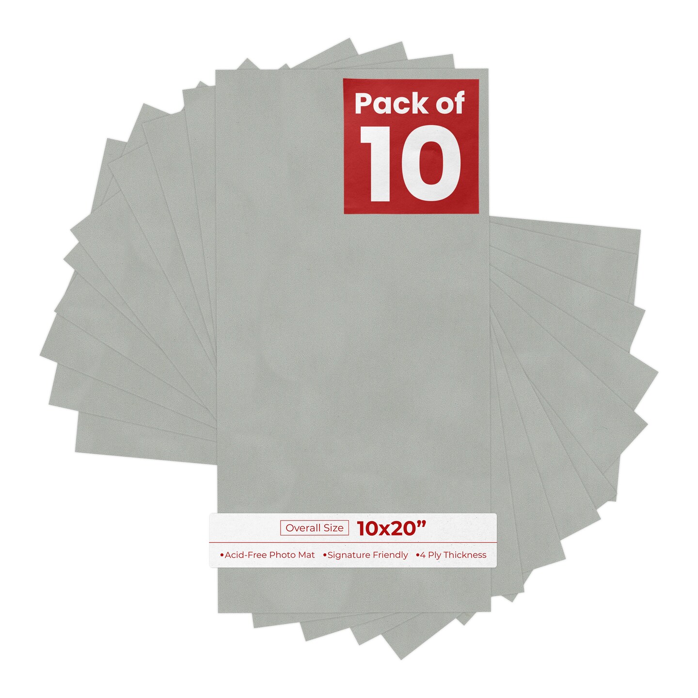 Light Grey Suede 10x20 Uncut Mat Board - Blank Sheets, No Opening