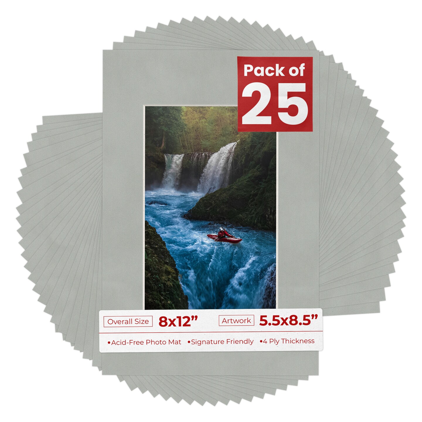 Light Grey Suede Mat Board for 8x12 Frames - Fits 5.5x8.5 Photos