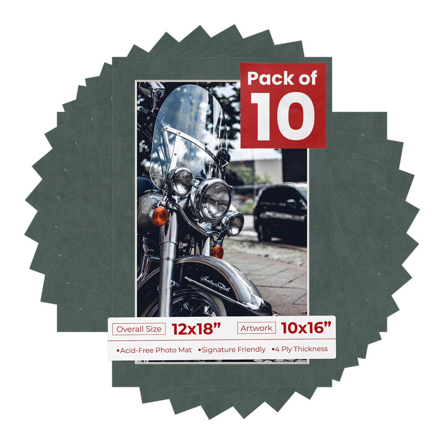 Dark Grey Suede Mat Board for 12x18 Frames - Fits 10x16 Photos