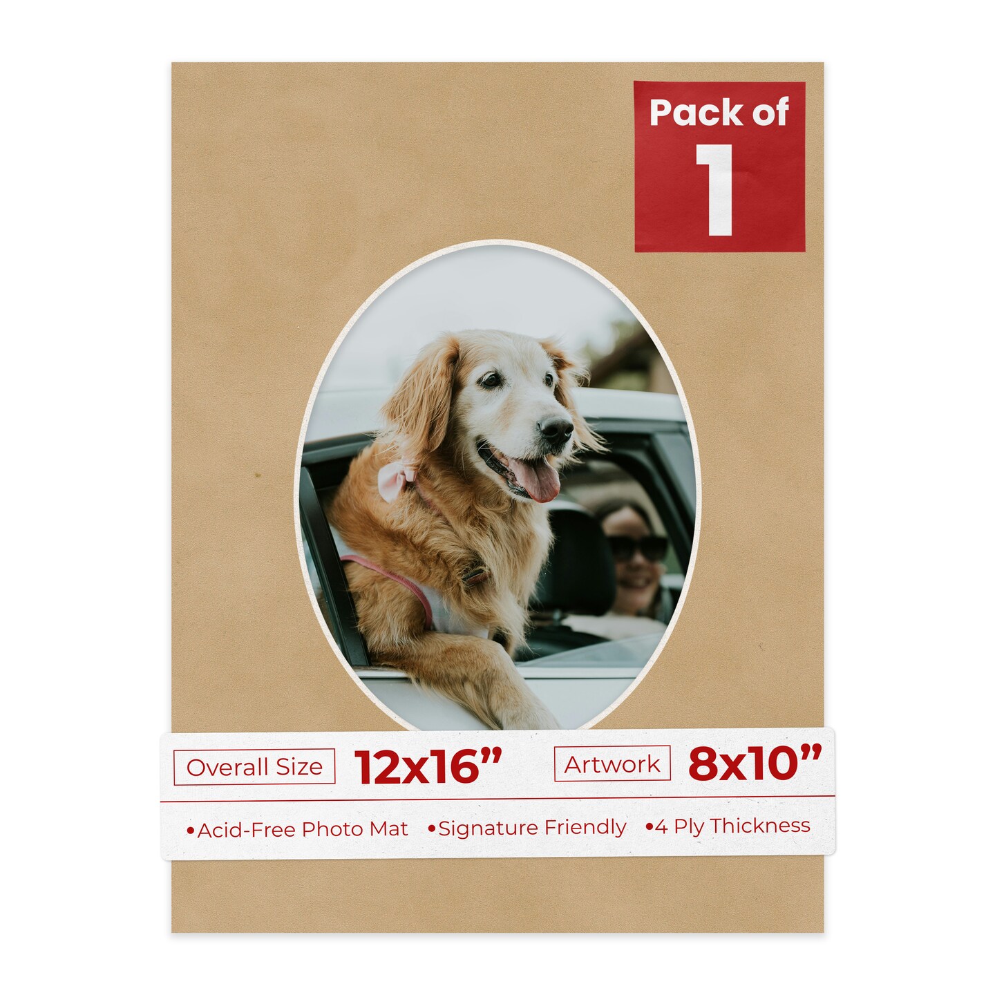 Beige Suede Mat Board for 12x16 Frames - Oval Opening for 8x10 Photos