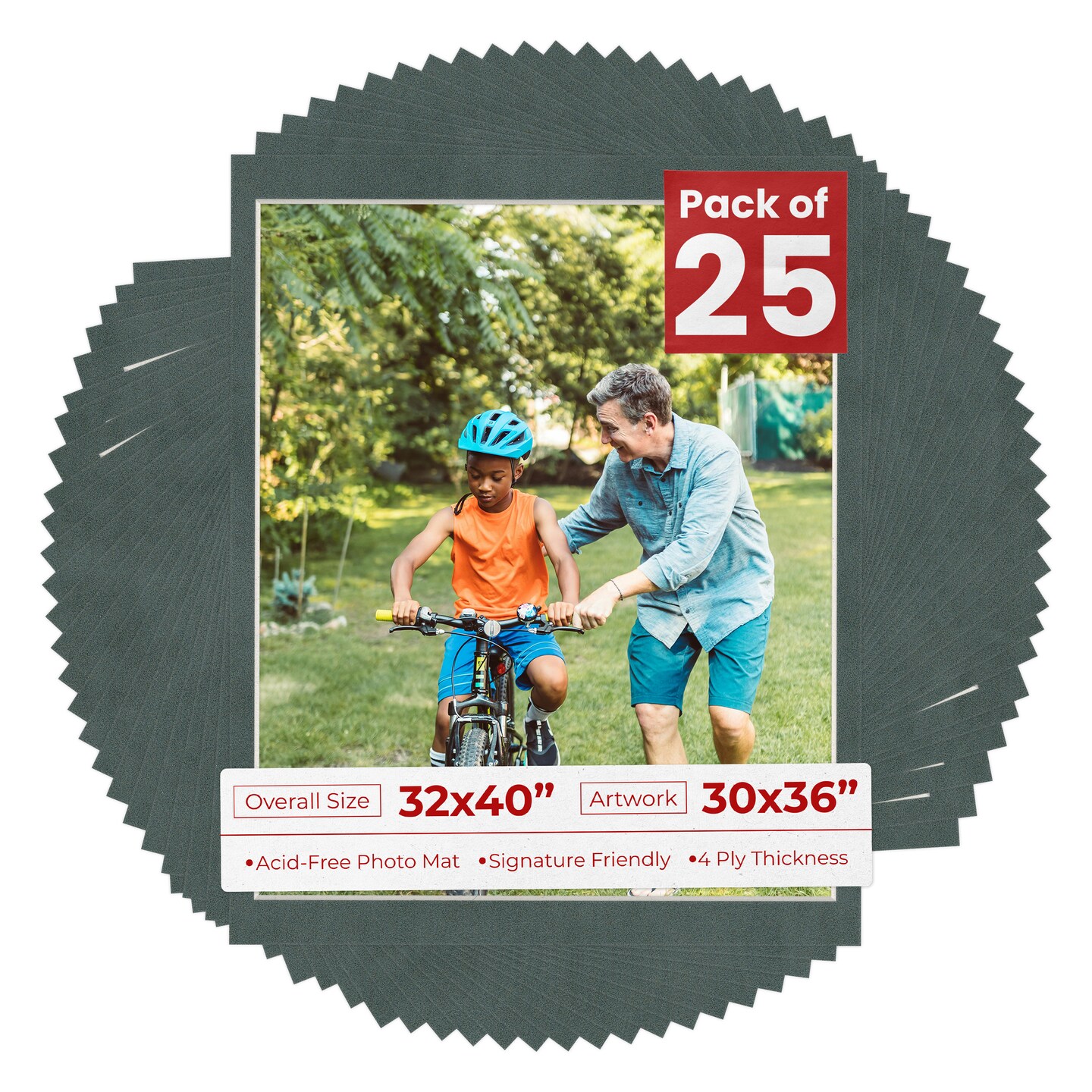 Dark Grey Suede Mat Board for 32x40 Frames - Fits 30x36 Photos