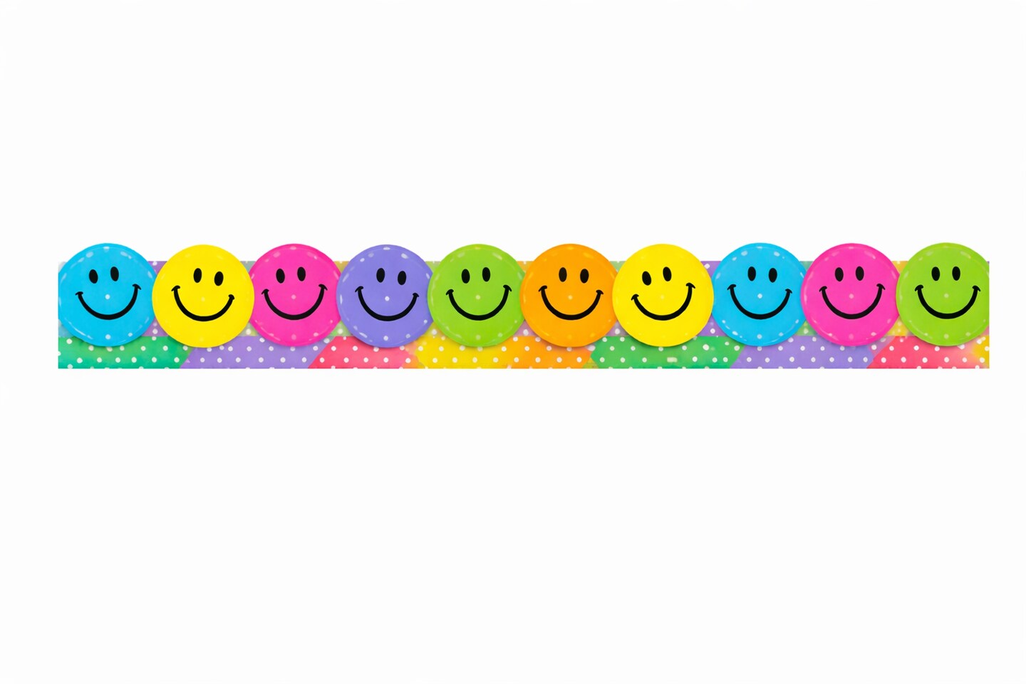 Smiley Face Bulletin Board Border Trim 3" x 36" – 12 Pack, Colorful Classroom Decor