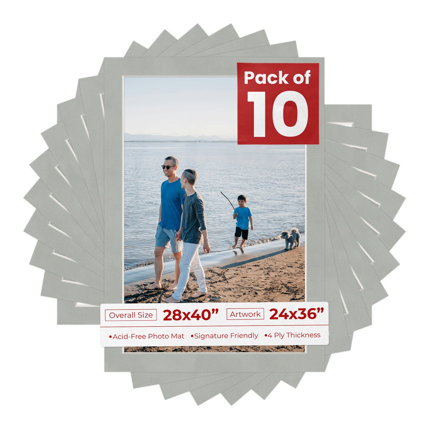 Light Grey Suede Mat Board for 28x40 Frames - Fits 24x36 Photos
