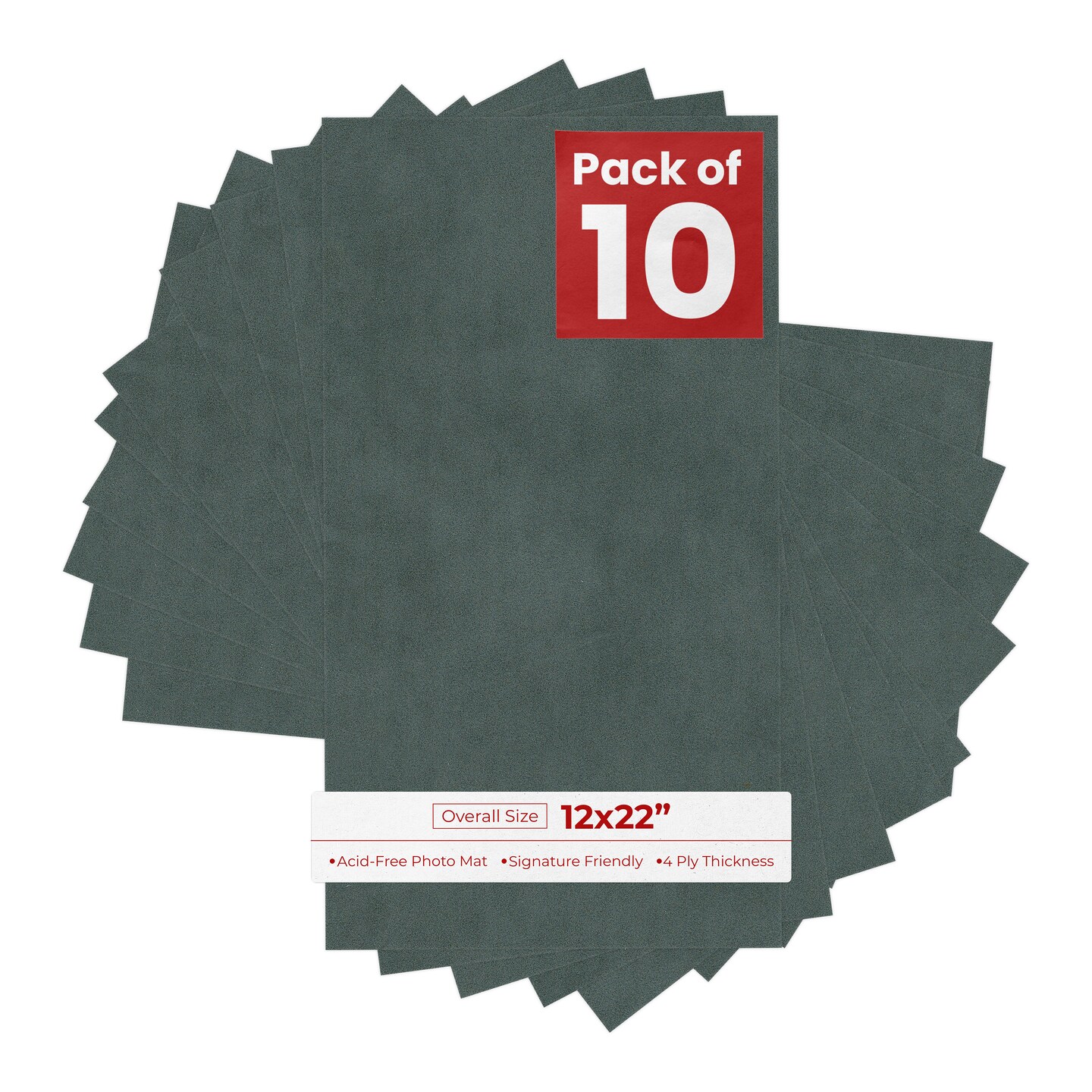 Dark Grey Suede 12x22 Uncut Mat Board - Blank Sheets, No Opening
