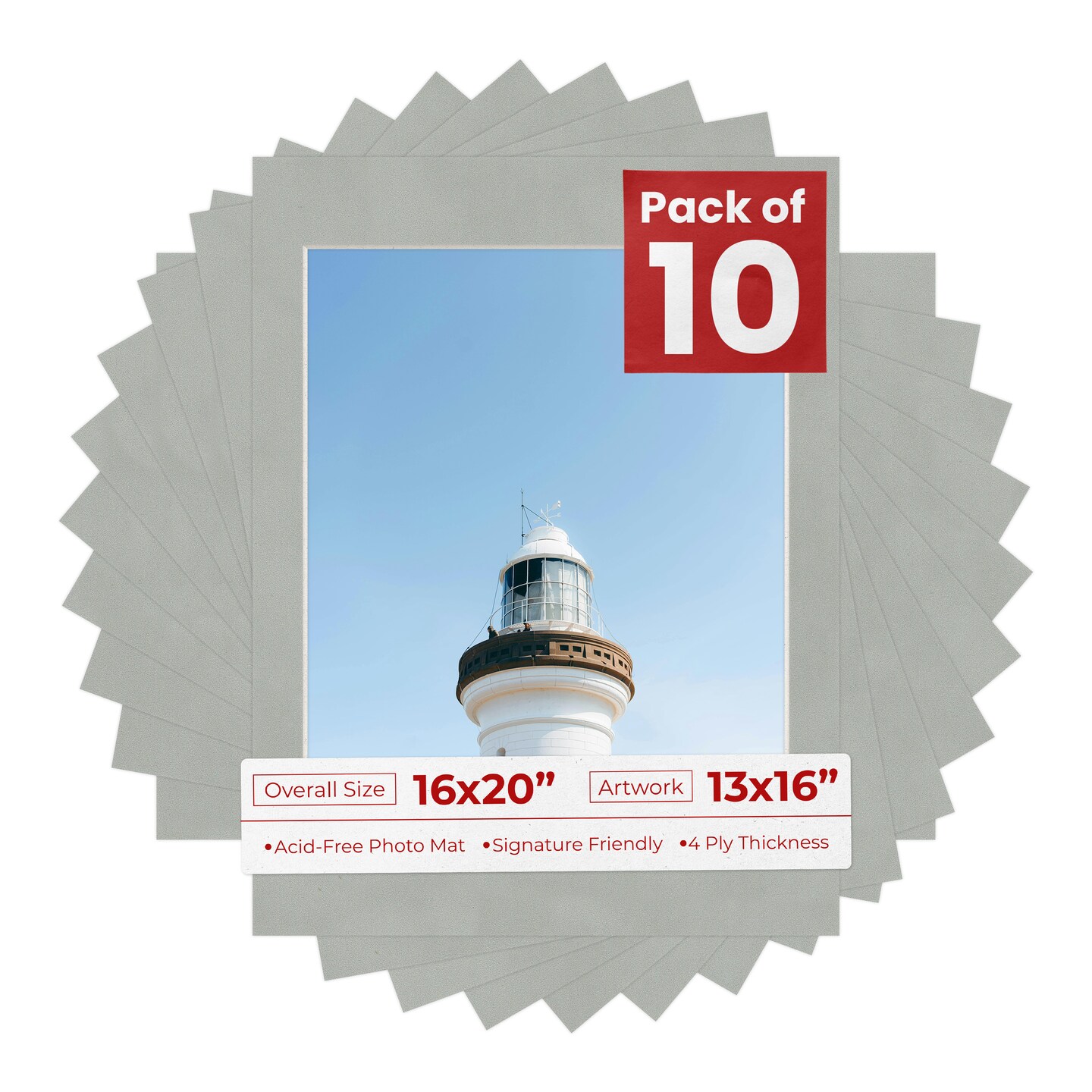 Light Grey Suede Mat Board for 16x20 Frames - Fits 13x16 Photos