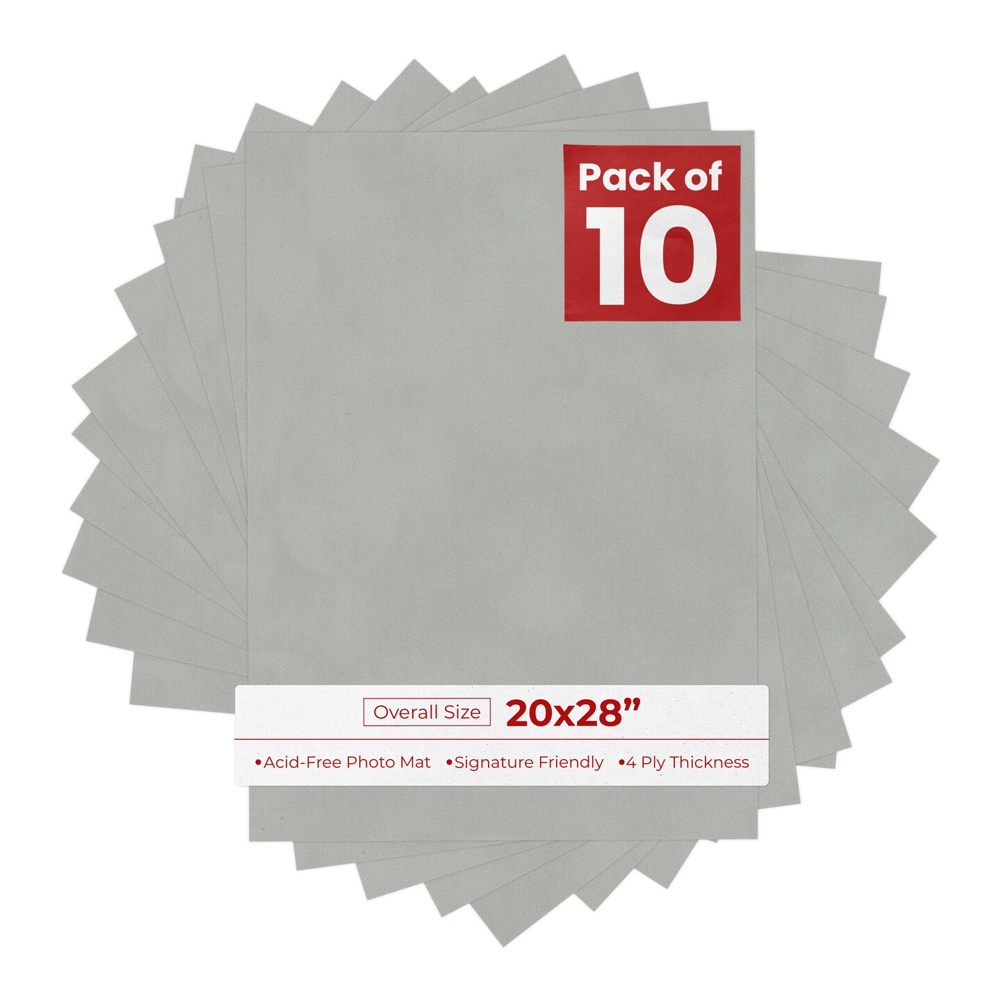 Light Grey Suede 20x28 Uncut Mat Board - Blank Sheets, No Opening