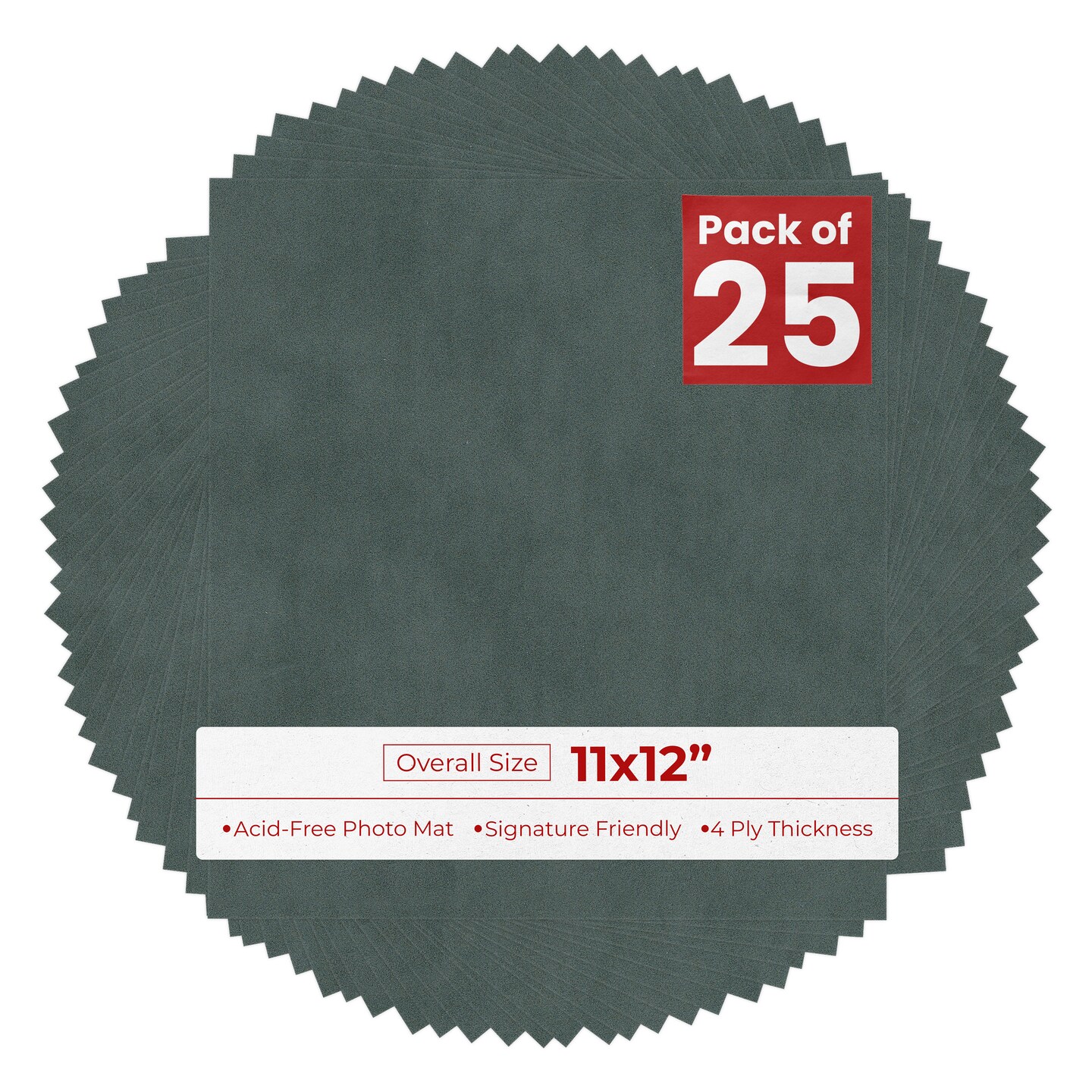 Dark Grey Suede 11x12 Uncut Mat Board - Blank Sheets, No Opening