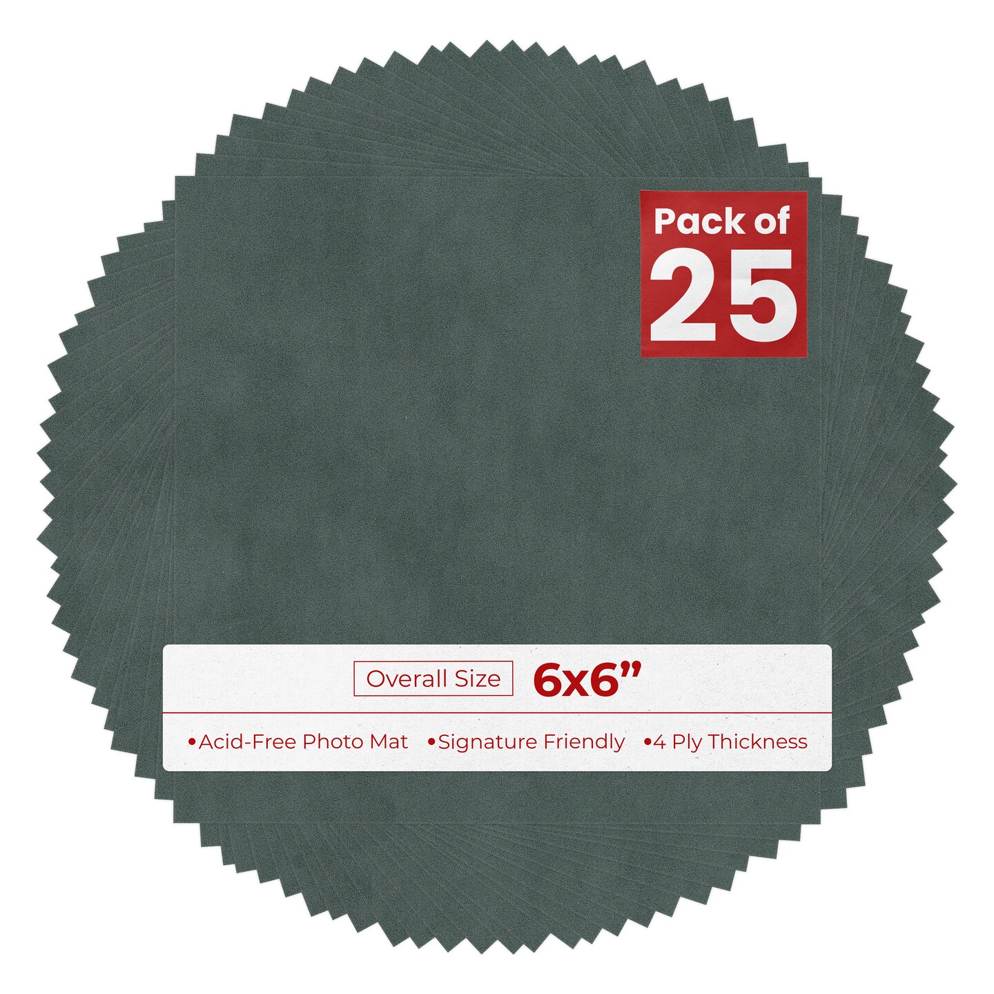 Dark Grey Suede 6x6 Uncut Mat Board - Blank Sheet, No Opening