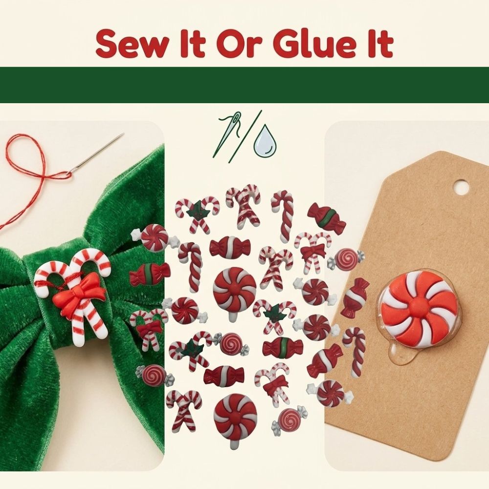 Buttons Galore Candy Cane and Christmas Button Super Value Pack for DIY Craft and Sewing Projects