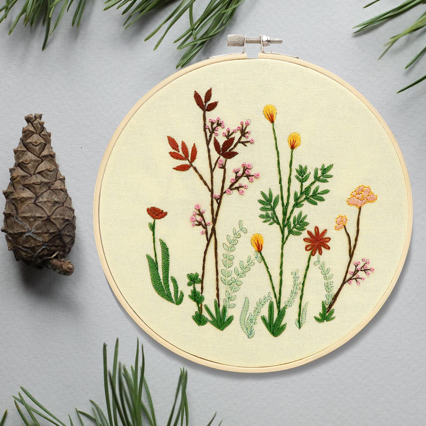 4 Sets Embroidery Set for Beginners, Art Craft, Easy Sewing Embroidery Kit Includes Embroidered Clothes with Patterns, Embroidery Hoops, Instruction Manual, Colorful Stitch Set (2 Most)