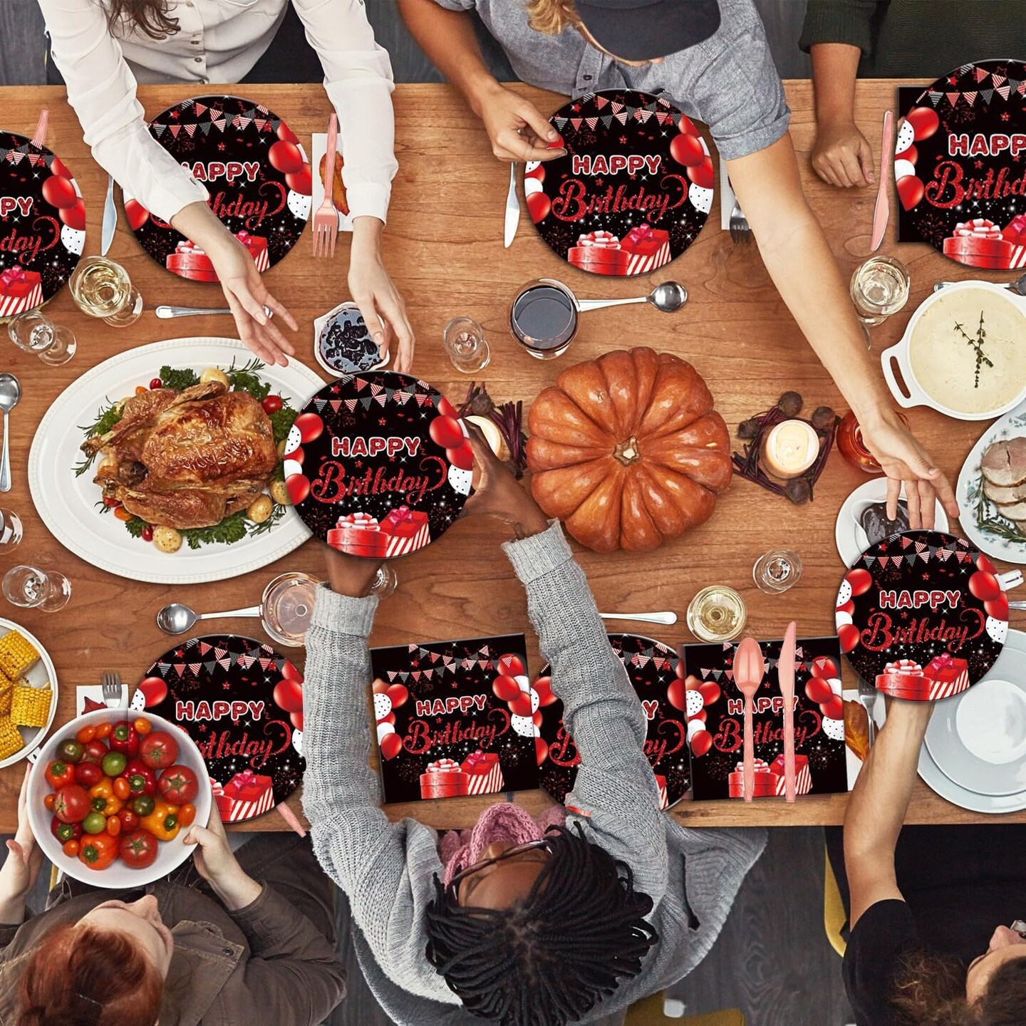 40 Pcs Black Red Birthday Party Supplies - Theme Plates &#x26; Napkins Baby Shower Decorations