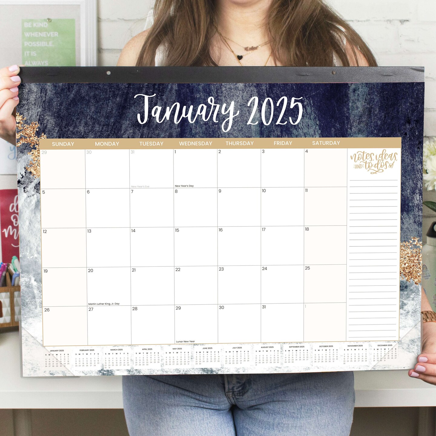 bloom daily planners 2025 Desk Calendar, 16" x 21", Watercolor