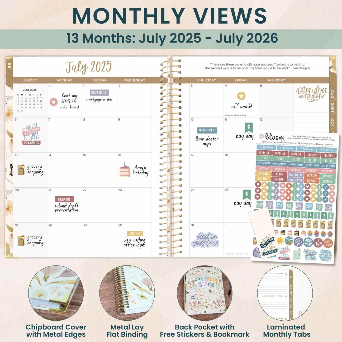 bloom daily planners 2025-26 Academic Planner, Hard Cover, 8.5&#x22; x 11&#x22;,  Butterfly Garden