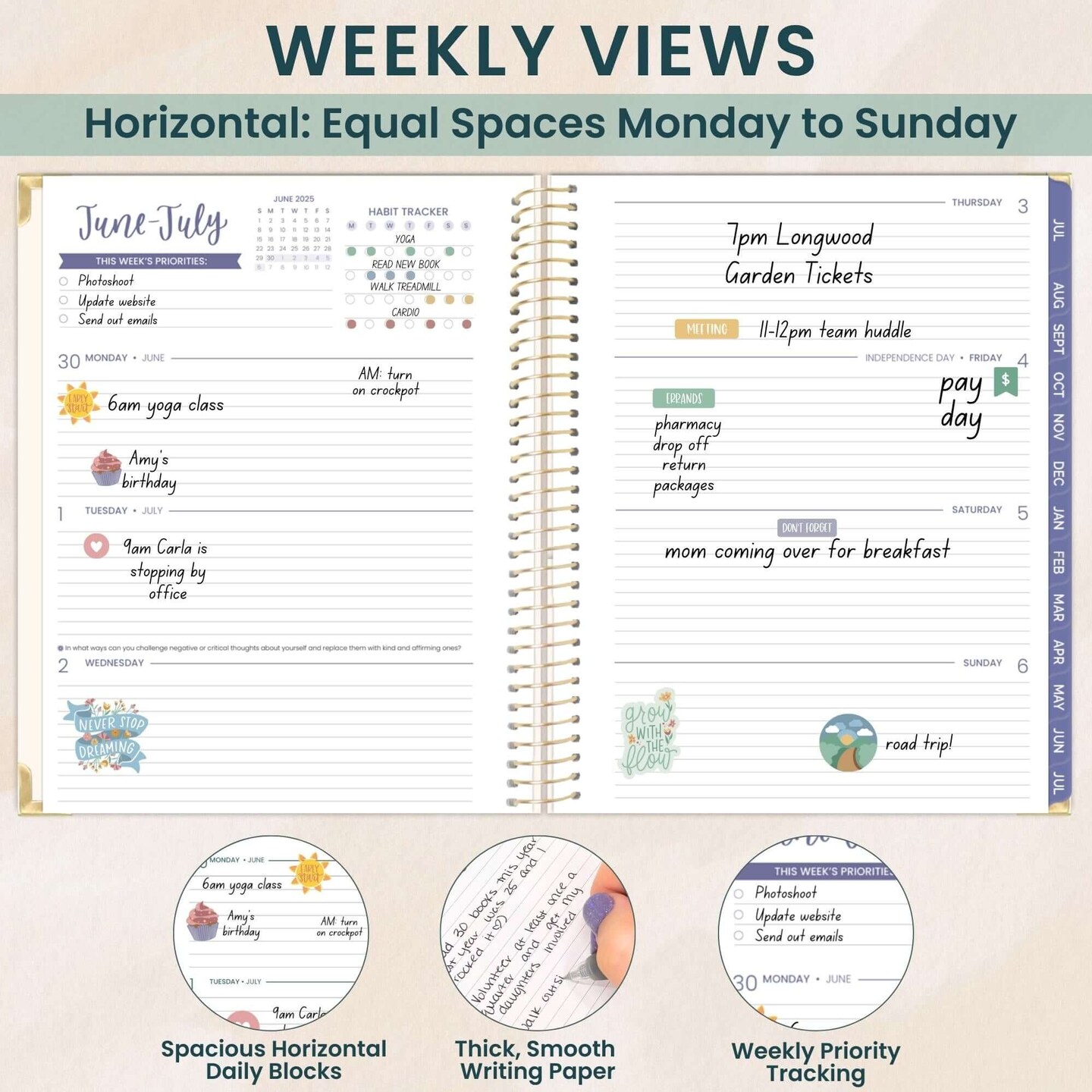 bloom daily planners 2025-26 Academic Planner, Hard Cover, 8.5&#x22; x 11&#x22;, So Many Reasons to Be Happy