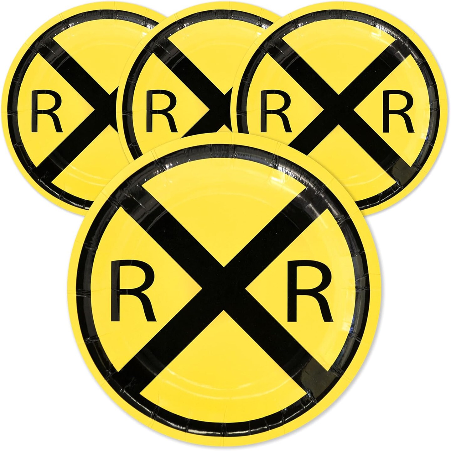 Railroad Paper Party Plates (24 pack) 7 inch Round Dessert Plates Great for Serving Cake at Train Themed Events, Kid&#x27;s Birthday Party, Train Collectors