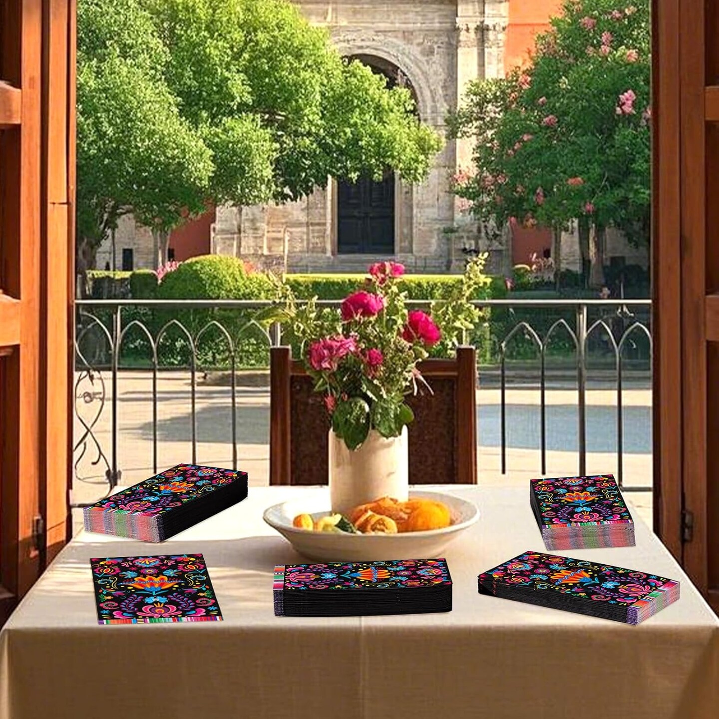 100Pcs Mexican Fiesta Napkins 3Ply Colorful Flower Paper Napkins Disposable Bathroom Hand Napkins Guest Towels Mayo Dance Taco Pinata Dinner Napkins for Mexican Fiesta Party Decorations Birthday