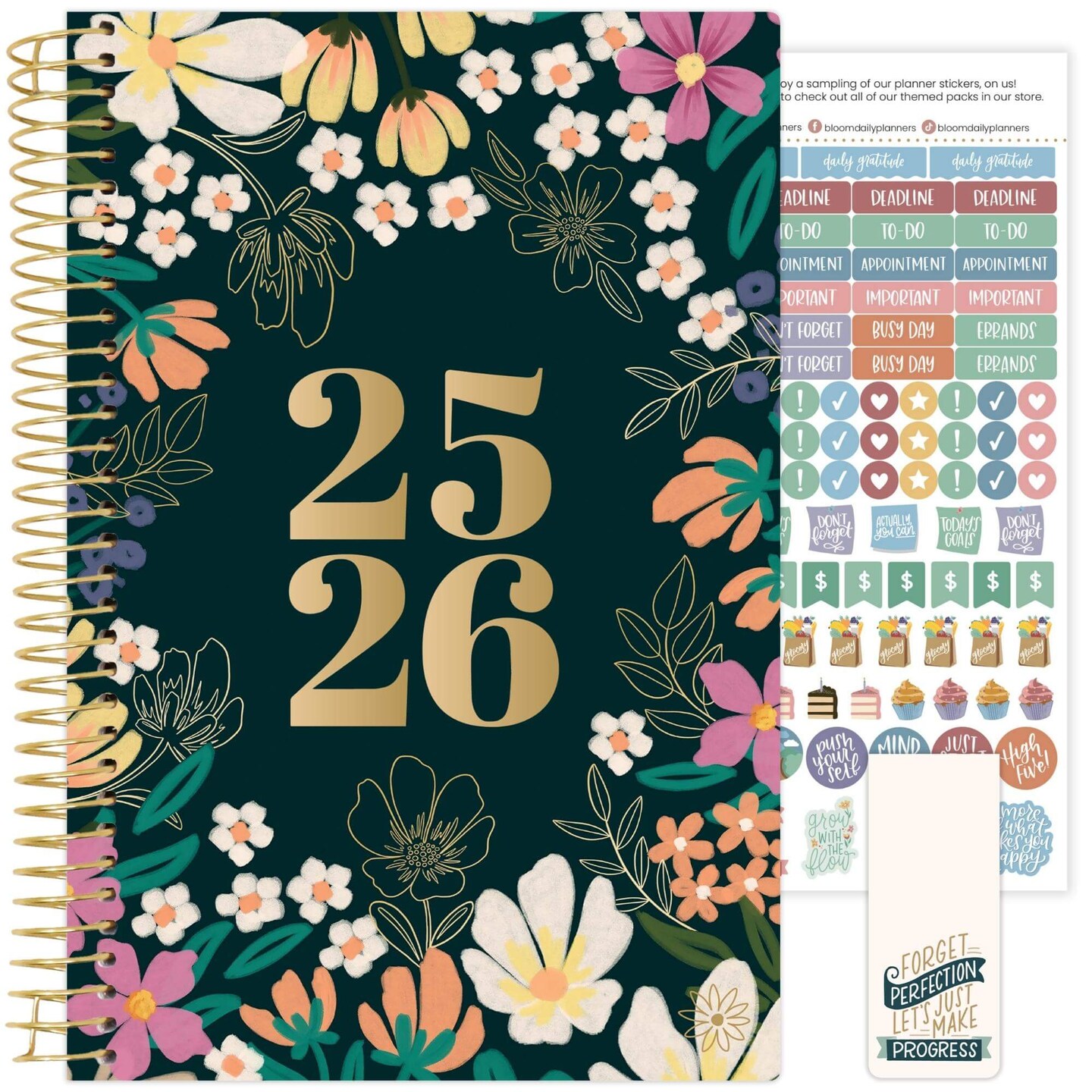 bloom daily planners 2025-26 Academic Planner, Soft Cover, 5.5&#x22; x 8.25&#x22;, Blooming Wildly