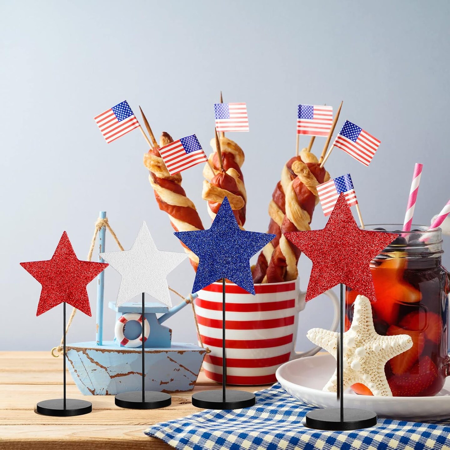 6 Pcs 4th of July Day Tall Standing Star