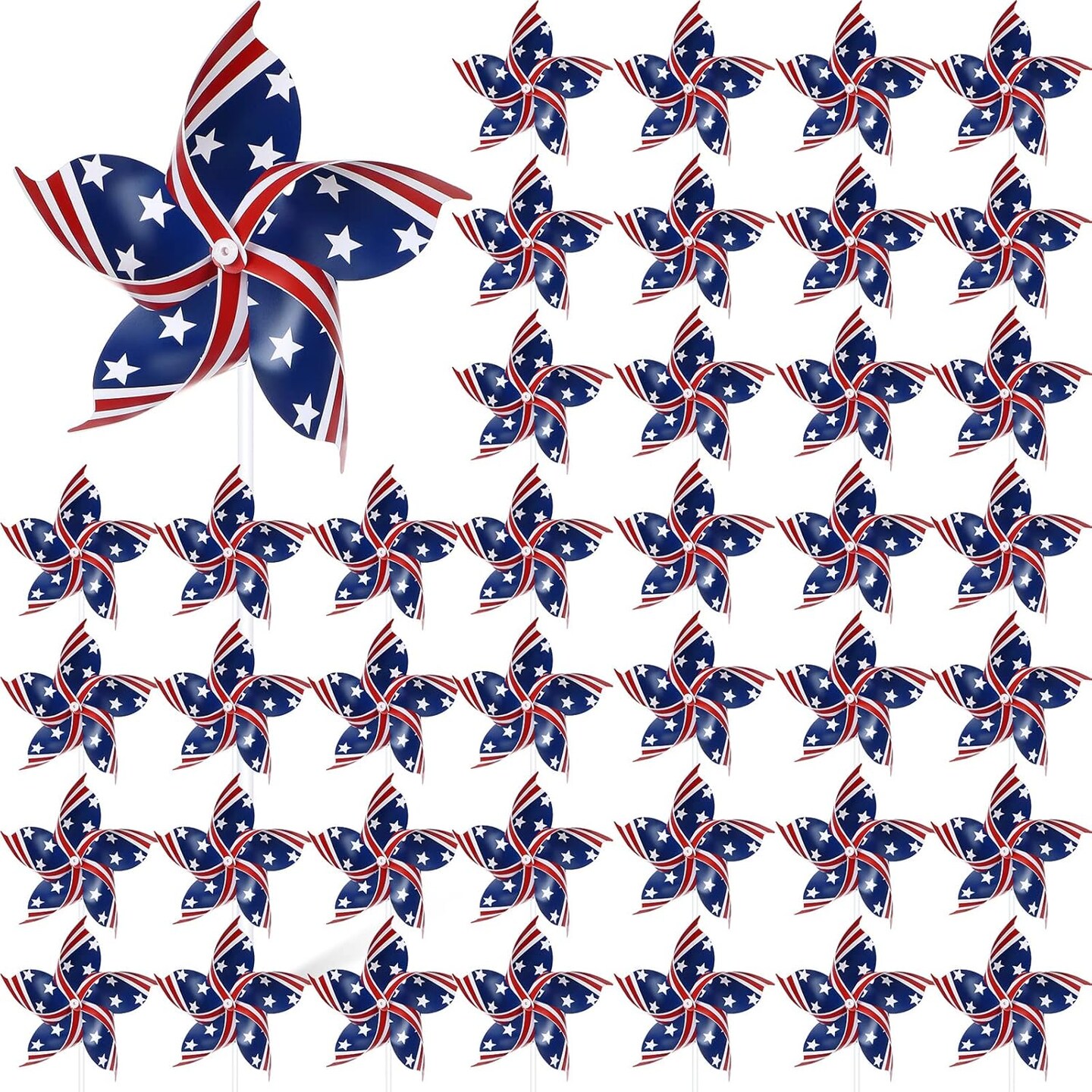 80 Pcs American Flag Patriotic Pinwheels 4th of July Decor Red White and Blue Windmills Fourth of July Independence Day