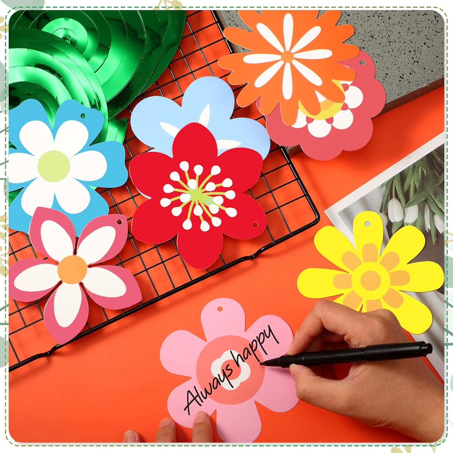 54 Pieces Flower Hanging Swirls Spring Hanging Decorations