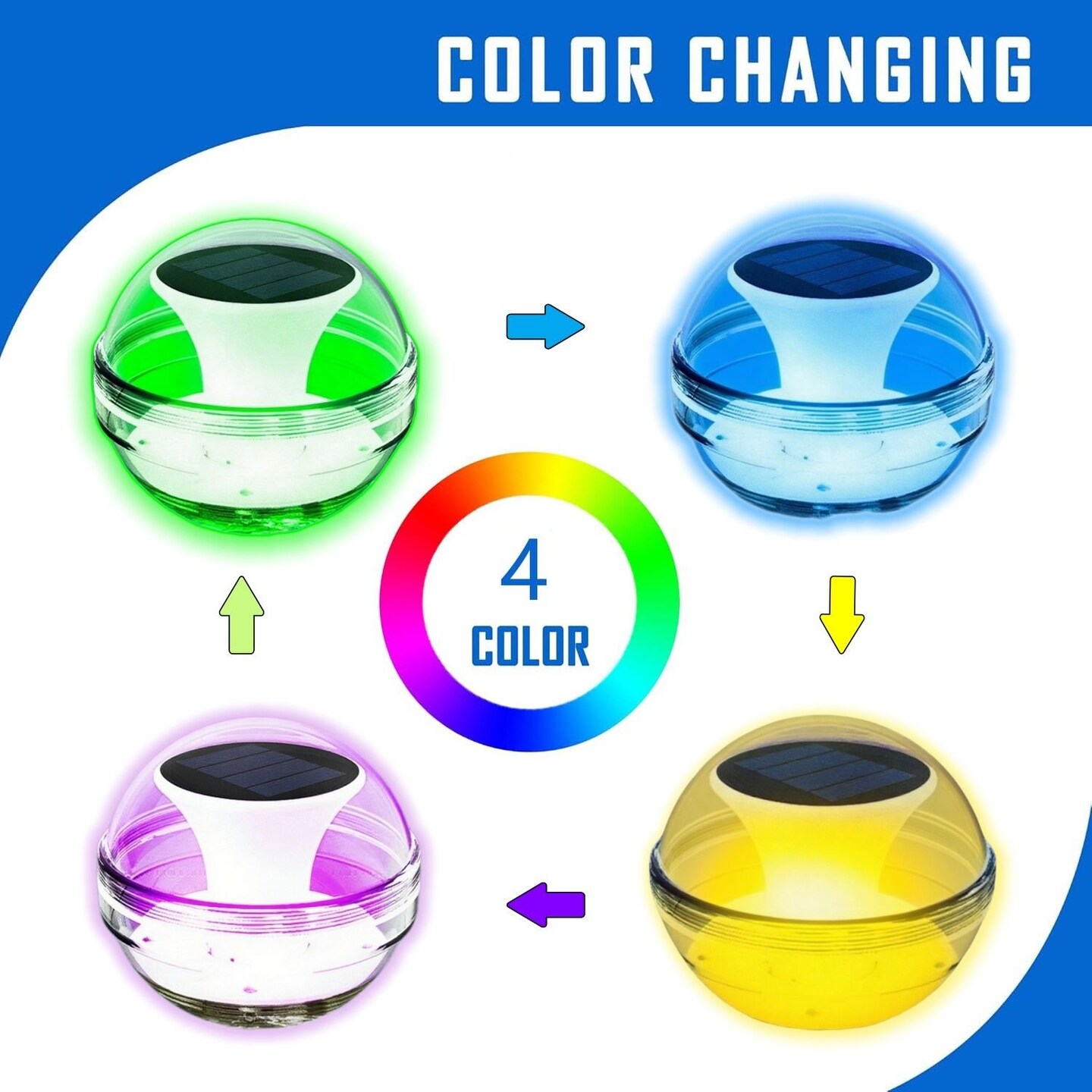 Edge Collections – Outdoor Solar Rechargeable Floating Pool Lights, IPX7 Waterproof – 1 Piece