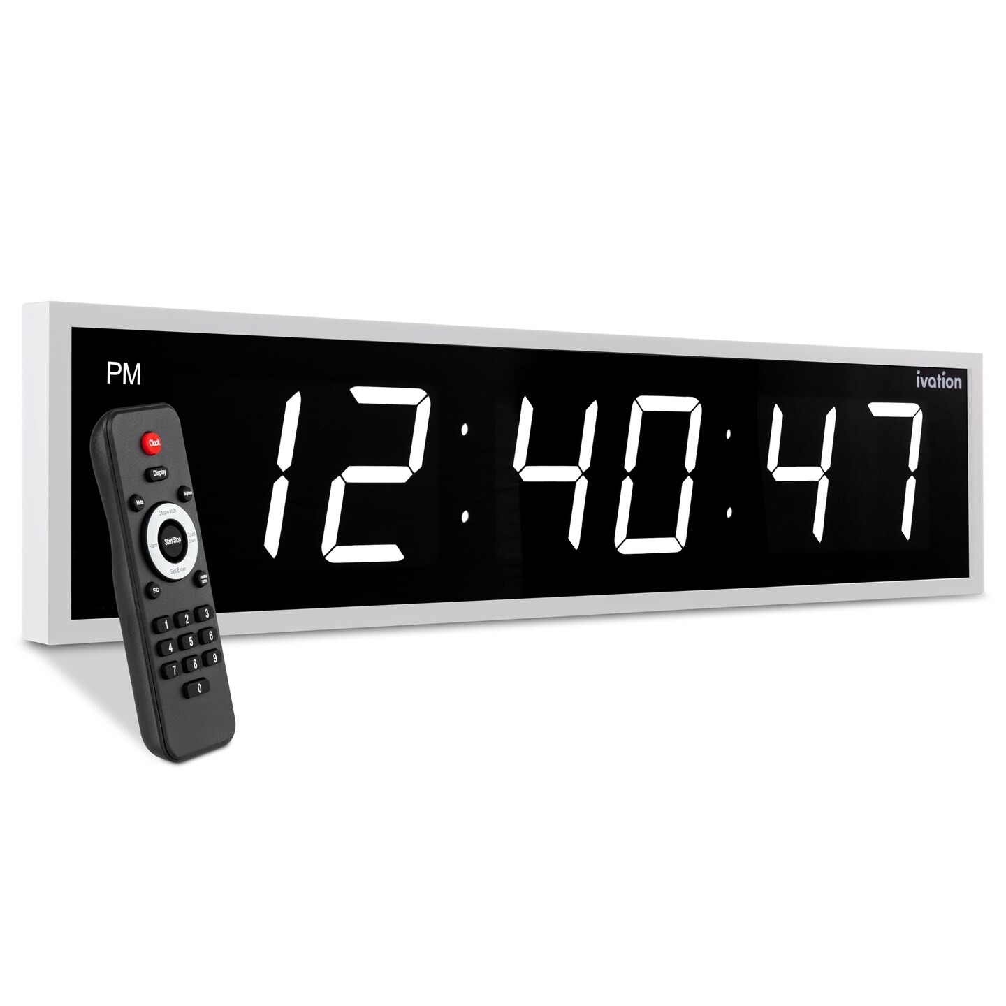 Ivation 24 in. Large Digital Wall Clock, LED Digital Clock with Timer and Alarm