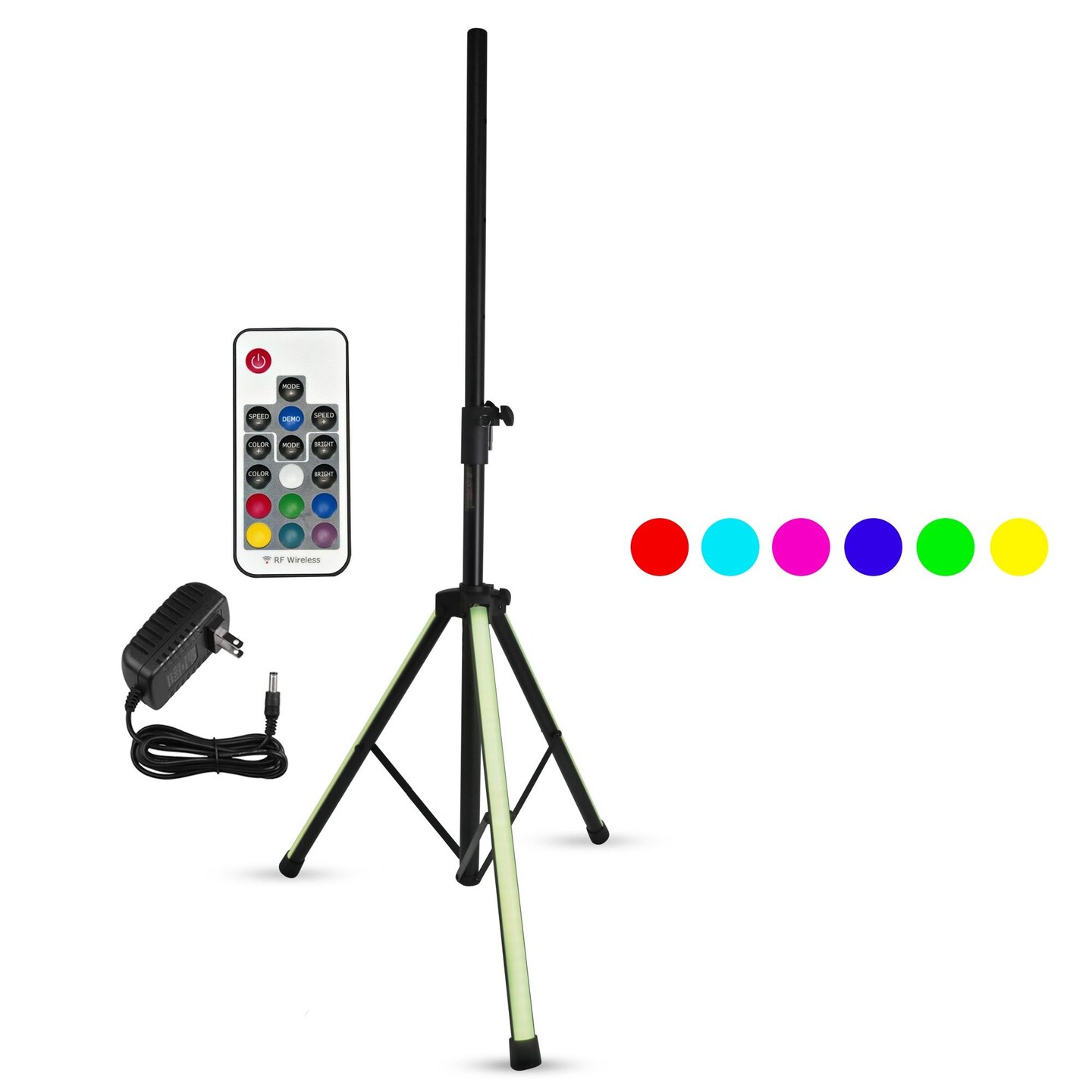 Edge Collections – 72 Inch – Heavy Duty Adjustable Speaker Stand Tripod with RGB LED Lights for DJ & Studio Use – 1 Piece