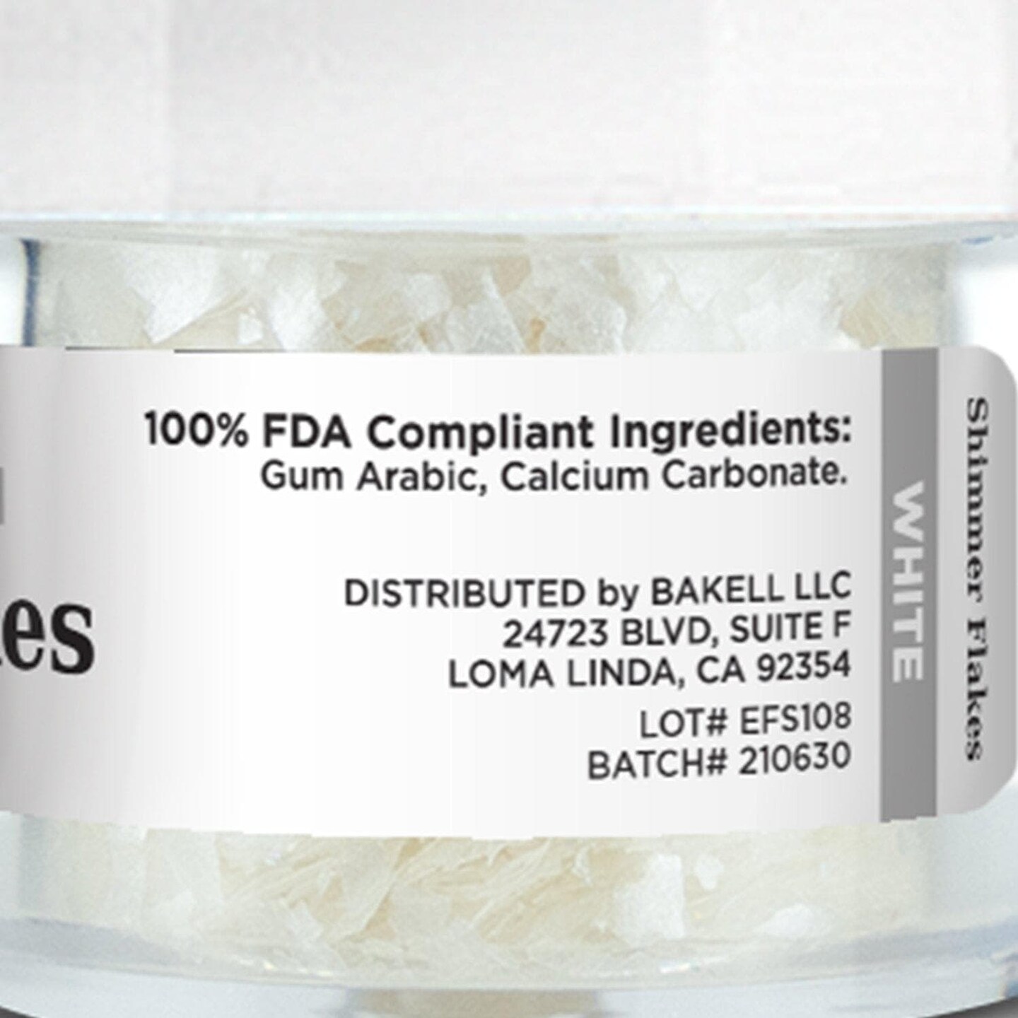 White Edible Shimmer Flakes 4 Gram Jar