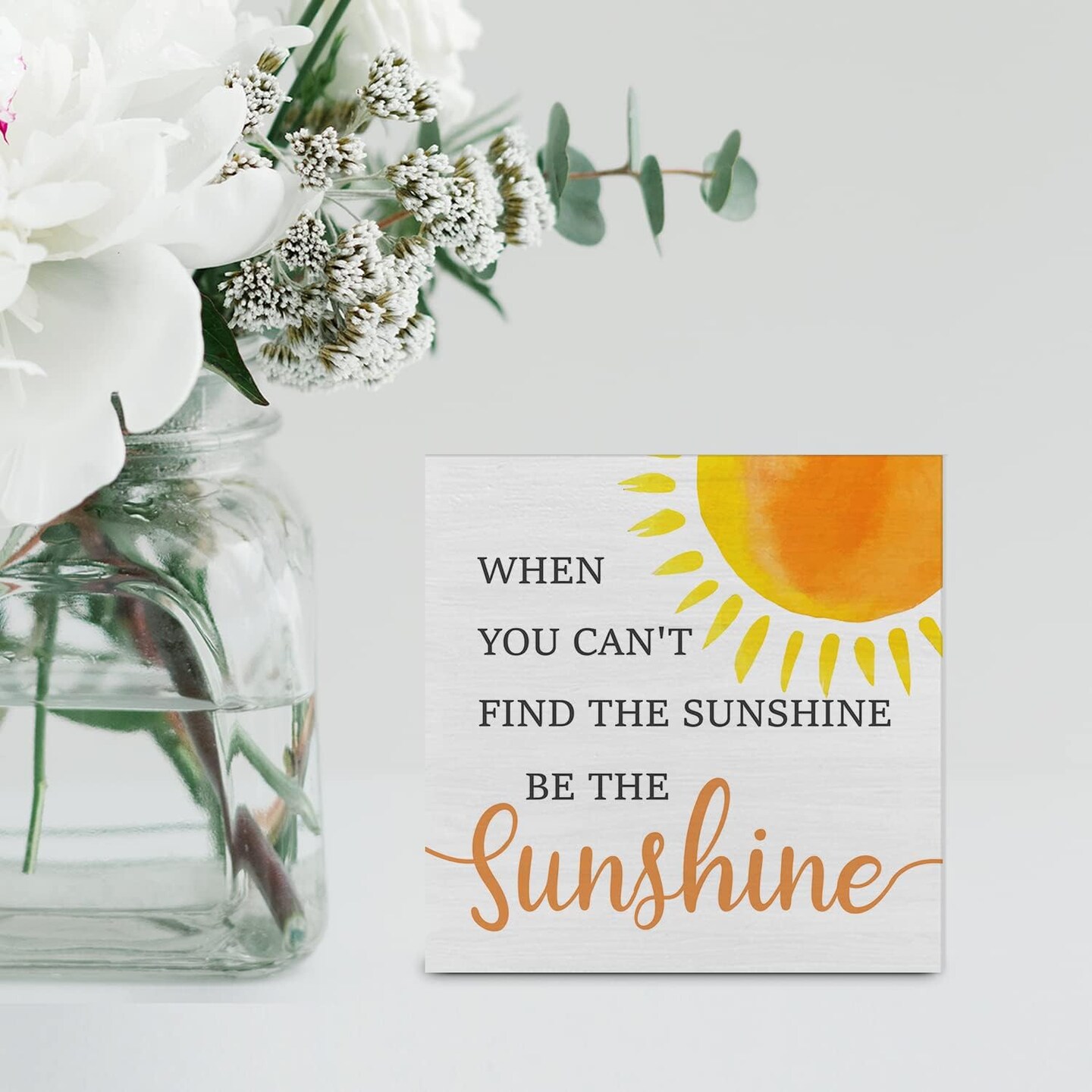 Country Sunshine Summer Tabletop Decor Desk Sign Summer Sunshine Quote Sun Wooden Box Block Sign