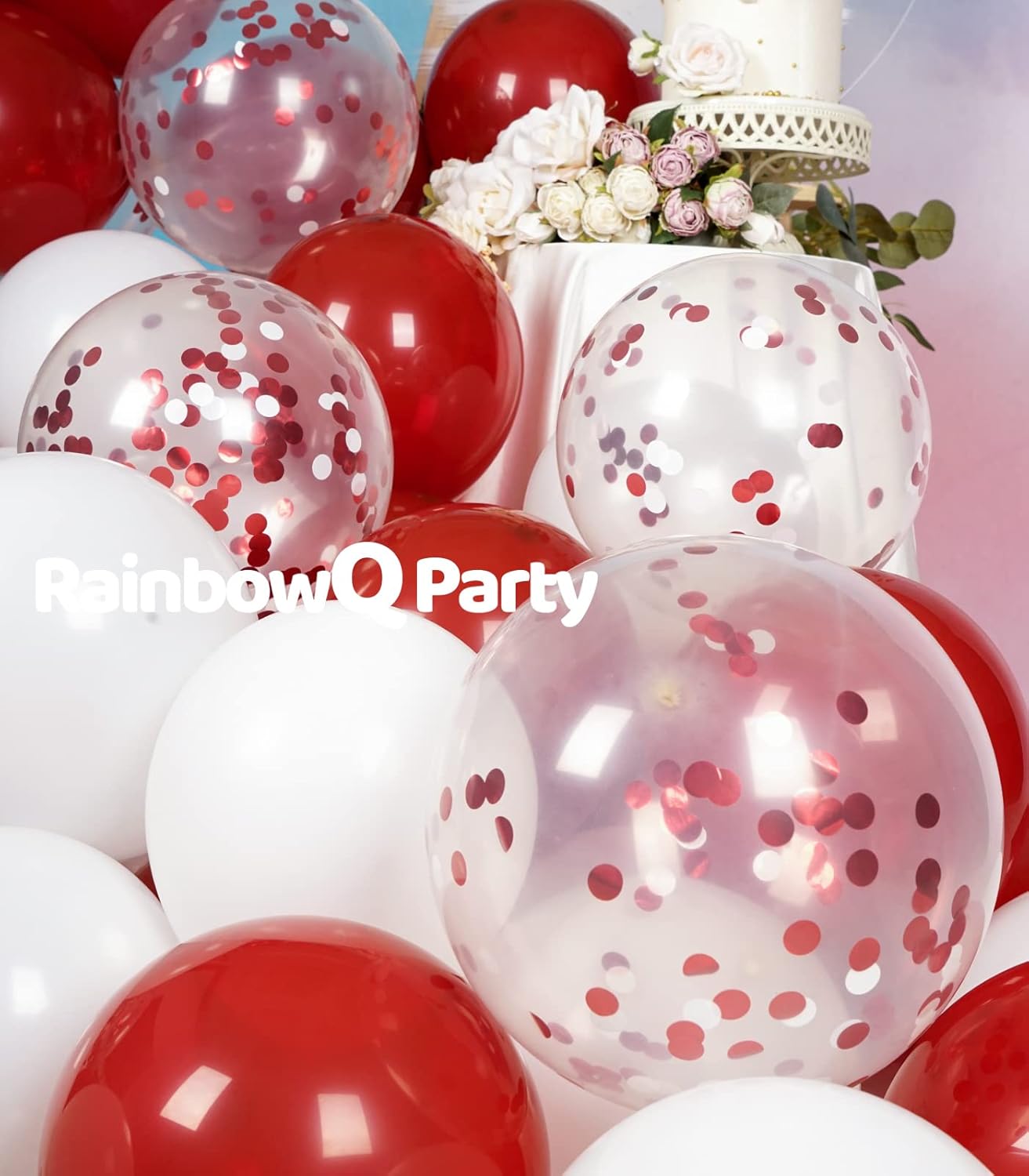 68PCS Red White Confetti Balloons Latex Helium Balloon