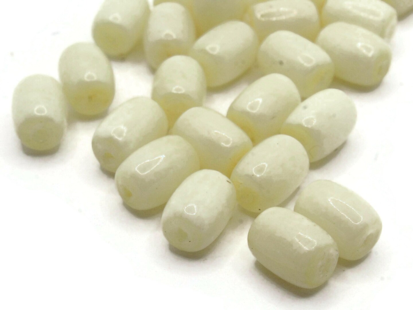 30 10mm Pale Yellow Vintage Acrylic Tube Beads