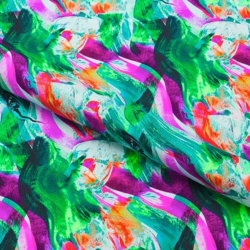 Paintbrush Strokes Printed Spandex Fabric