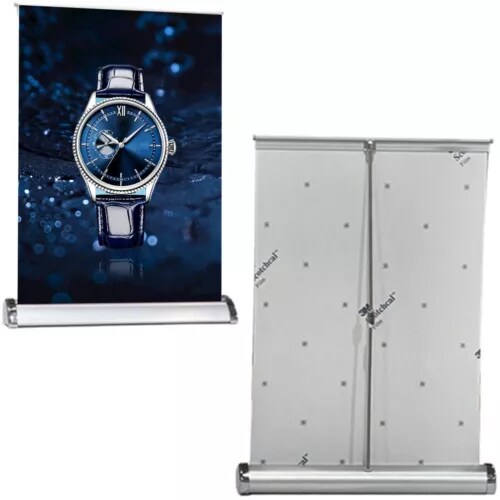 Desktop Mini Retractable Roll Up Banner Stand 8.5"x11" / A4 Table Top