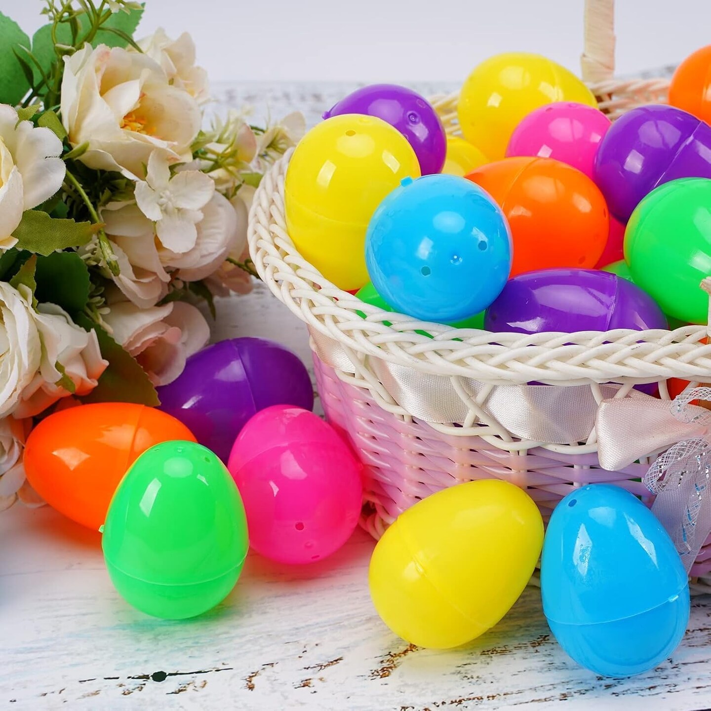 500 Pcs Easter Eggs,2.35" Assorted Bright Colors Plastic Easter Eggs for Easter Hunt,Easter Themed,Decorations,Basket Stuffers Fillers