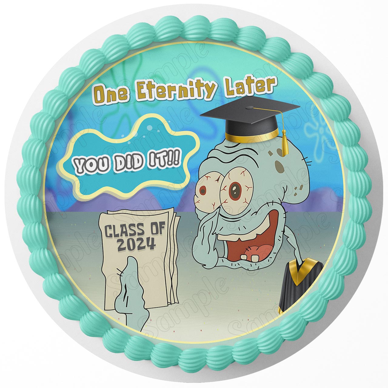 You Did It College Graduation Happy Squidward Spongebob Meme One Eternity  Later Gown Edible Cake Image Topper Birthday Cake Sheet R | MakerPlace by  ..., image size:1080x1080