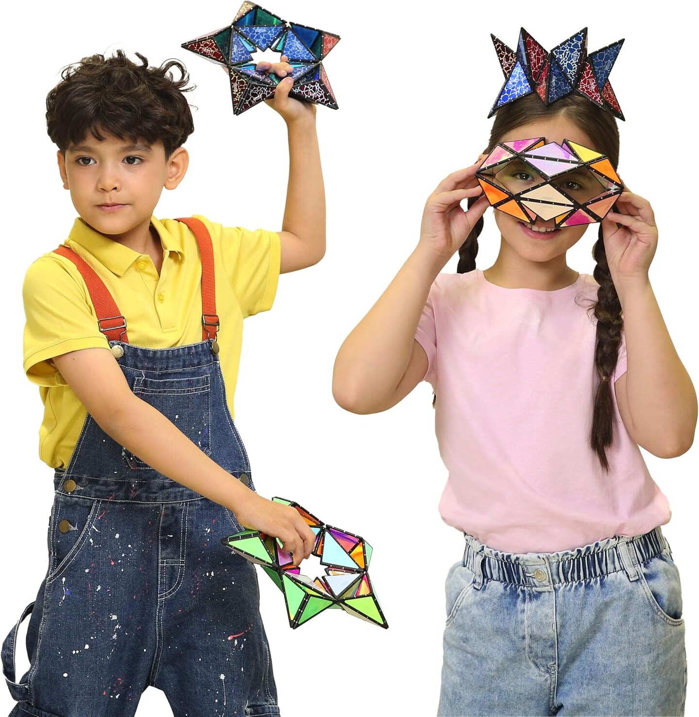 Magnet Pyramid Glow - 1 Cube Transforms into 1 Billion Shapes (Heart, Rose, Chocolate box&#x2026;), 243 Rare Earth Magnets, Glowing, Holographic Design, Puzzle Toy, Easter Valentine Gift for him for her