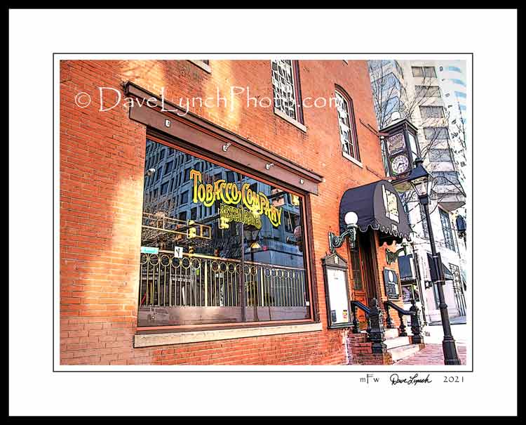 virginia tobacco company Richmond VA Virginia TOBACCO COMPANY RESTAURANT Skyline Decor Map Art  Photography Picture Framed Canvas Print by Dave Lynch