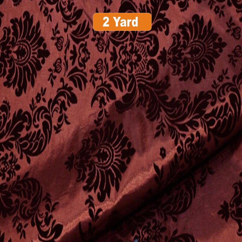 60" Wide Damask Flocking Taffeta Fabricfor Curtains Apparel and Decor