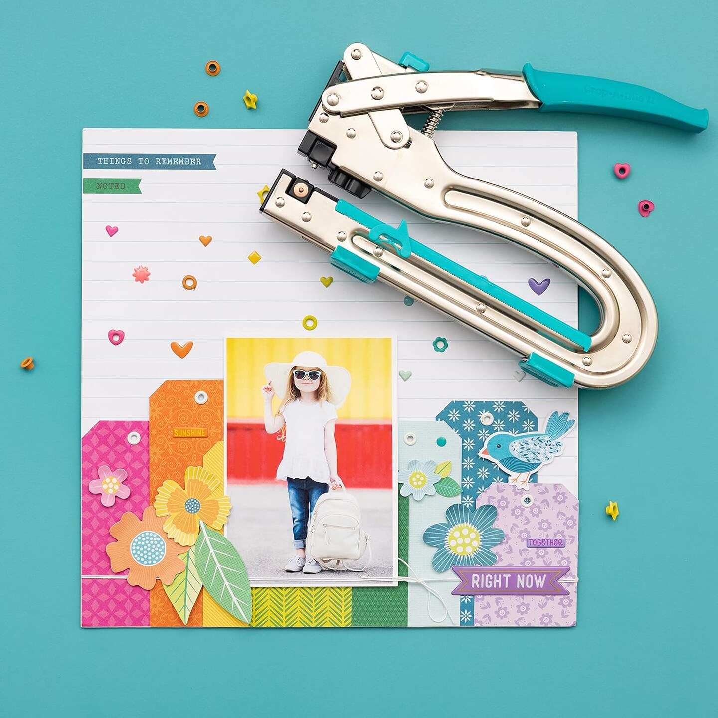 We R Memory Keepers Crop-A-Dile 2 - Big Bite Blue 70911-4, Heavy Duty Single Hole Punch and Eyelet Grommet Setter with Ergonomical Grip, 1/8 or 3/16 inch Hole Puncher